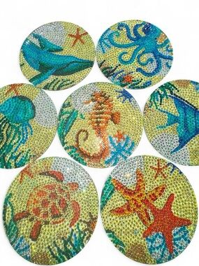 Seaside Crystal Coasters - Set of 7 Ocean Animals